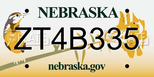 ZT4B335 Nebraska License Plate