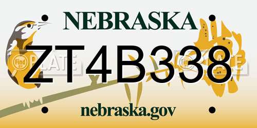 ZT4B338 Nebraska License Plate