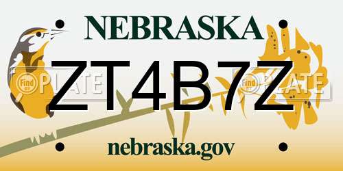 ZT4B7Z Nebraska License Plate