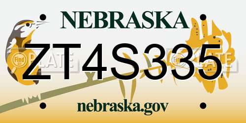 ZT4S335 Nebraska License Plate