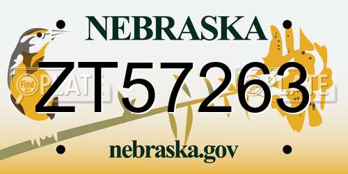ZT57263 Nebraska License Plate