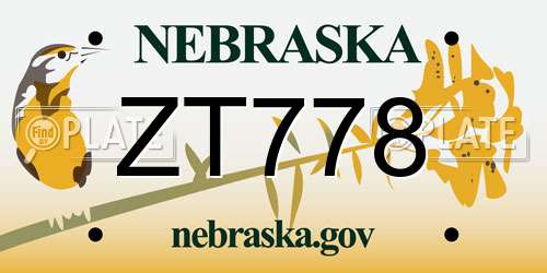 ZT778 Nebraska License Plate