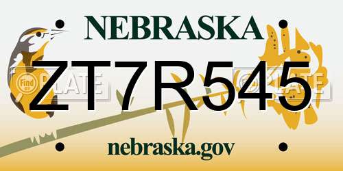 ZT7R545 Nebraska License Plate