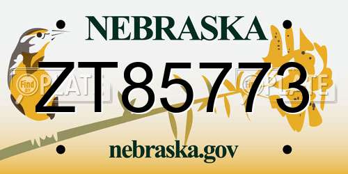 ZT85773 Nebraska License Plate