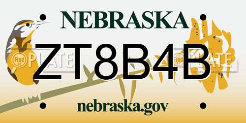 ZT8B4B Nebraska License Plate