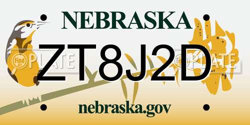 ZT8J2D Nebraska License Plate