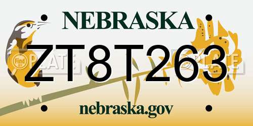 ZT8T263 Nebraska License Plate