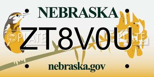 ZT8V0U Nebraska License Plate