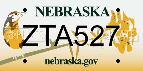 ZTA527 Nebraska License Plate