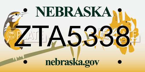 ZTA5338 Nebraska License Plate