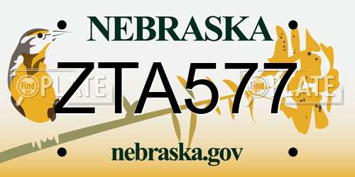 ZTA577 Nebraska License Plate
