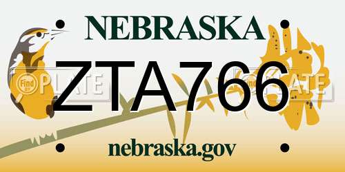 ZTA766 Nebraska License Plate