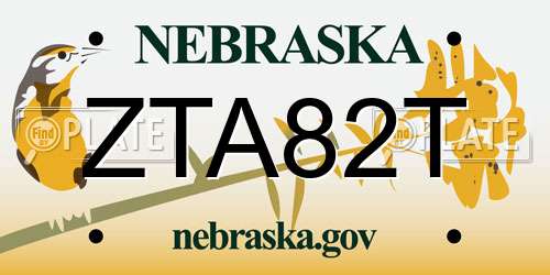 ZTA82T Nebraska License Plate