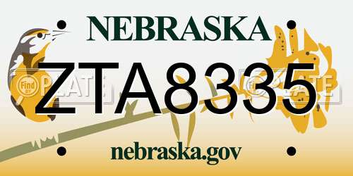ZTA8335 Nebraska License Plate