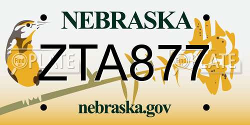 ZTA877 Nebraska License Plate
