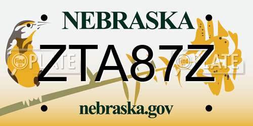 ZTA87Z Nebraska License Plate