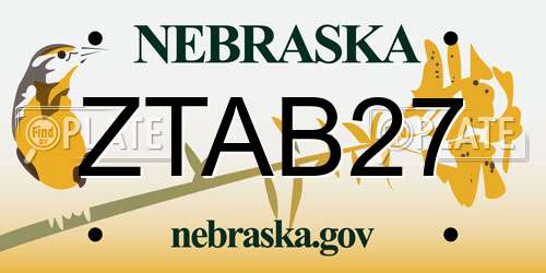 ZTAB27 Nebraska License Plate