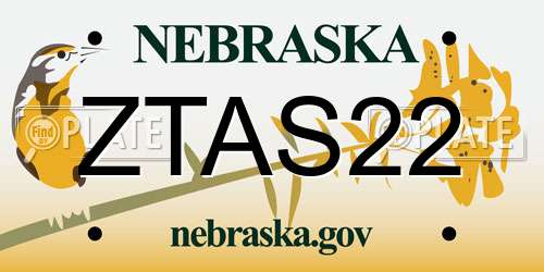 ZTAS22 Nebraska License Plate