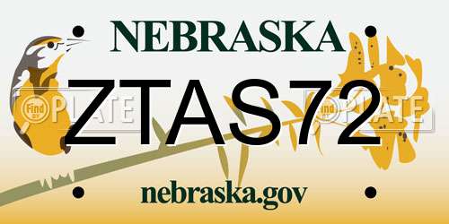 ZTAS72 Nebraska License Plate