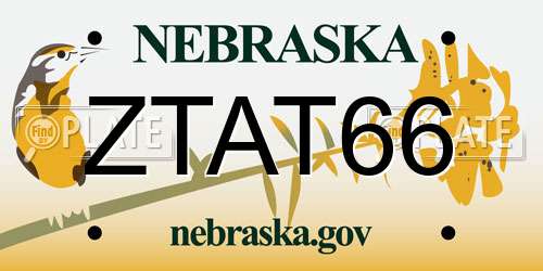 ZTAT66 Nebraska License Plate
