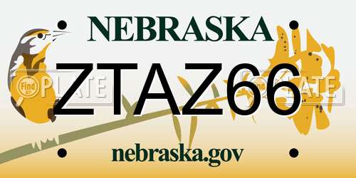 ZTAZ66 Nebraska License Plate