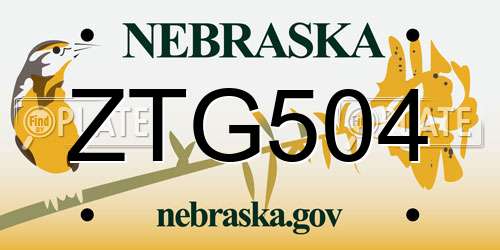 ZTG504 Nebraska License Plate