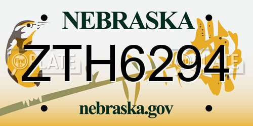 ZTH6294 Nebraska License Plate