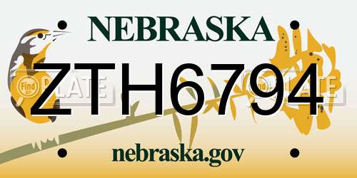 ZTH6794 Nebraska License Plate
