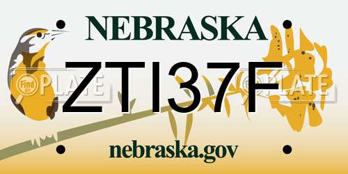 ZTI37F Nebraska License Plate