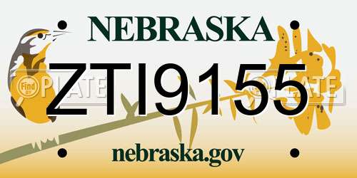 ZTI9155 Nebraska License Plate