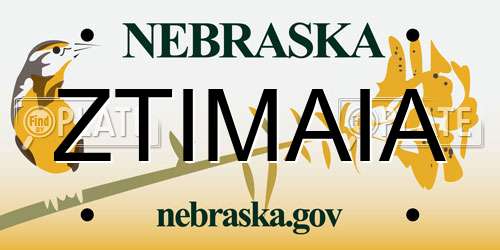 ZTIMAIA Nebraska License Plate
