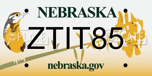 ZTIT85 Nebraska License Plate