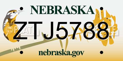 ZTJ5788 Nebraska License Plate