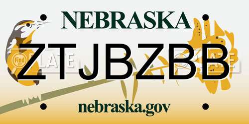 ZTJBZBB Nebraska License Plate