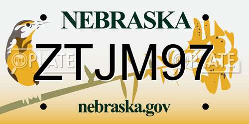 ZTJM97 Nebraska License Plate