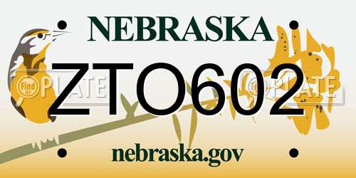 ZTO602 Nebraska License Plate
