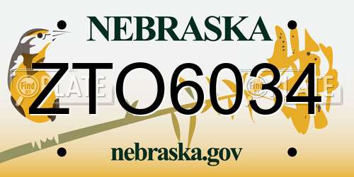 ZTO6034 Nebraska License Plate