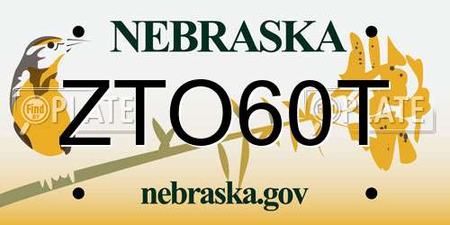 ZTO60T Nebraska License Plate