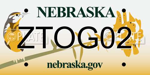 ZTOG02 Nebraska License Plate