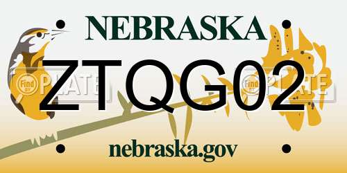 ZTQG02 Nebraska License Plate