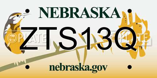 ZTS13Q Nebraska License Plate