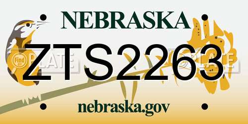 ZTS2263 Nebraska License Plate