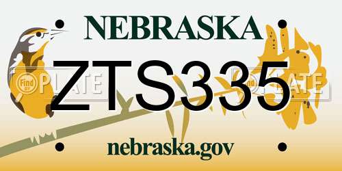 ZTS335 Nebraska License Plate