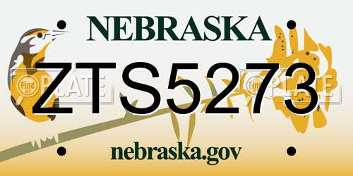 ZTS5273 Nebraska License Plate