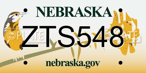 ZTS548 Nebraska License Plate