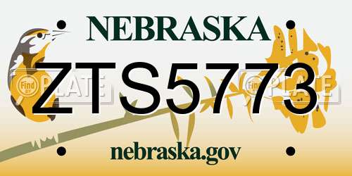 ZTS5773 Nebraska License Plate