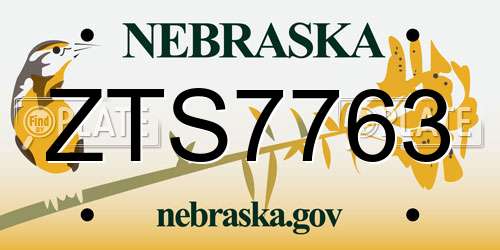 ZTS7763 Nebraska License Plate