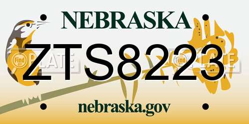 ZTS8223 Nebraska License Plate