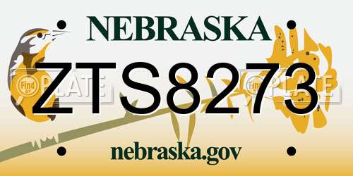 ZTS8273 Nebraska License Plate