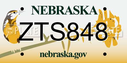 ZTS848 Nebraska License Plate